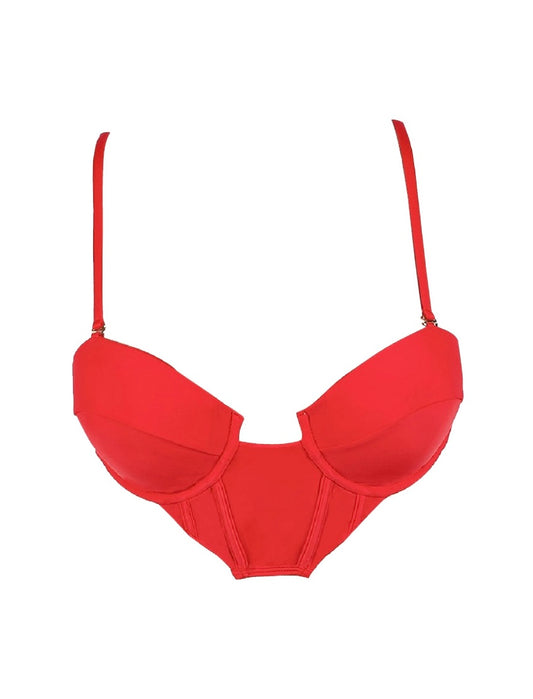 Diana Corset Bikini Top- Bold Red
